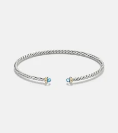 Micro Cable Flex sterling silver and 14kt gold cuff bracelet with topaz Micro Cable Flex sterling silver and 14kt gold cuff bracelet with topaz