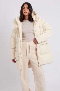 Mid Length Puffer Coat White /