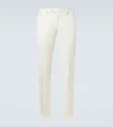 Mid-rise cotton slim pants