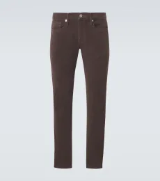Mid-rise twill slim pants