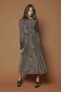 Midi dress with contrasting cuffs - Brown bronze Midi dress with contrasting cuffs - Brown bronze
