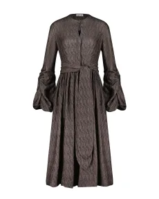 midi dress with gathered sleeves - Black midi dress with gathered sleeves - Black