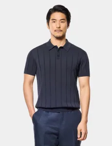 Midnight Navy Premium Knitted Rib Polo Shirt Cotton Plain Men's Midnight Navy Premium Knitted Rib Polo Shirt Cotton Plain Men's
