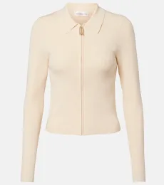 Mila ribbed-knit zip-up top Mila ribbed-knit zip-up top