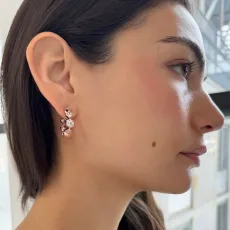 Milou Bezel-Set Earrings - Rhodium Plated Brass Milou Bezel-Set Earrings - Rhodium Plated Brass