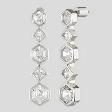 Milou Gem Drop Earrings - Rhodium Plated