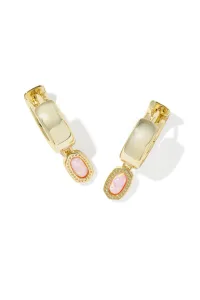 Mini Ellie Gold Wide Huggie Earrings Light Pink Lab Grown Opal Mini Ellie Gold Wide Huggie Earrings Light Pink Lab Grown Opal