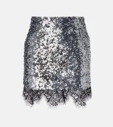 Mini-jupe à sequins et dentelle Mini-jupe à sequins et dentelle
