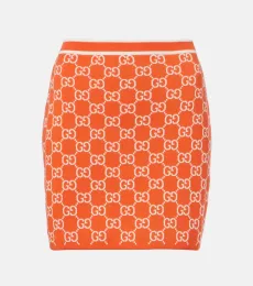 Mini-jupe GG en jacquard de coton Mini-jupe GG en jacquard de coton