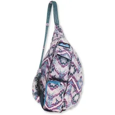Mini Rope Sling Pack with Adjustable Rope Shoulder Strap, Purple Ikat, One size