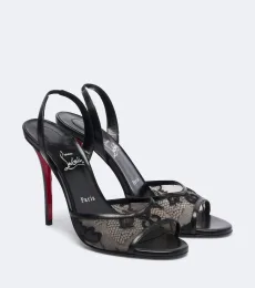 Miss Z lace-trimmed leather slingback sandals Miss Z lace-trimmed leather slingback sandals