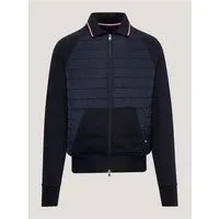 Mixed Media Zip Thru - Navy - S Mixed Media Zip Thru - Navy - S