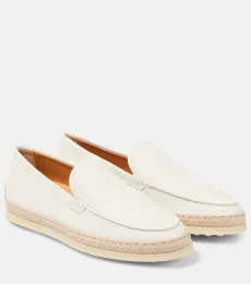 Mocasines de piel con rafia Mocasines de piel con rafia