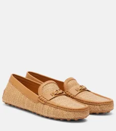 Mocasines Gommino de rafia con piel Mocasines Gommino de rafia con piel