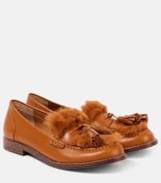 Mocasines Rita de piel con pelo sintético