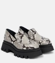 Mocassins à plateforme en cuir embossé Mocassins à plateforme en cuir embossé