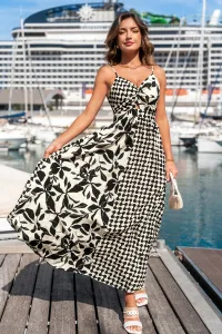 Modern Canvas Abstract Maxi Dress - Black Modern Canvas Abstract Maxi Dress - Black