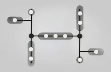 Modulo - Grid DALI-A Chandelier bronze with smoked kiln glass and matt glass Modulo - Grid DALI-A Chandelier bronze with smoked kiln glass and matt glass