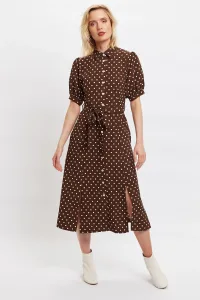 Mollie Pretty Woman Print Midi Shirt Dress - brown Mollie Pretty Woman Print Midi Shirt Dress - brown