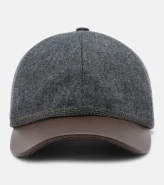 Monili leather and virgin wool baseball cap Monili leather and virgin wool baseball cap