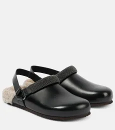 Monili shearling-lined leather clogs Monili shearling-lined leather clogs
