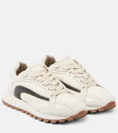 Monili suede-trimmed sneakers Monili suede-trimmed sneakers