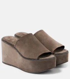 Monili suede wedge mules Monili suede wedge mules