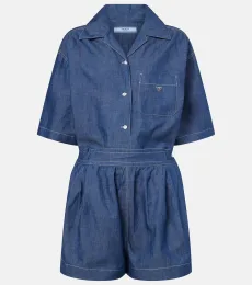 Mono de chambray de algodón y lino Mono de chambray de algodón y lino