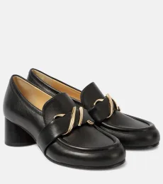 Monogram leather loafer pumps Monogram leather loafer pumps