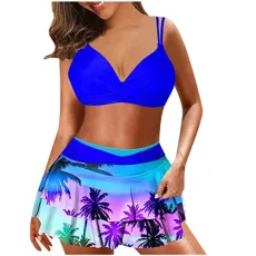 Monokinis for Women 2 Piece Hawaiian Tropical Print Swim Cami Bra and Ruffles Skirts Bathing Sets Beachwear Monokinis for Women 2 Piece Hawaiian Tropical Print Swim Cami Bra and Ruffles Skirts Bathing Sets Beachwear