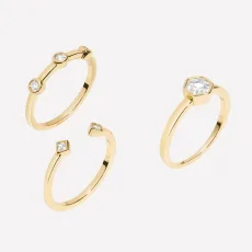 Morgane Three Piece Ring Set - Rhodium Plated Brass 7 Morgane Three Piece Ring Set - Rhodium Plated Brass 7