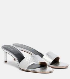Mules 55 en cuir métallisé