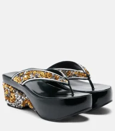 Mules compensées à sequins