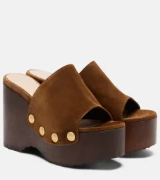 Mules compensées Ardéa en daim à clous Mules compensées Ardéa en daim à clous