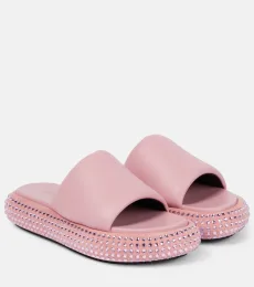 Mules compensées en cuir Mules compensées en cuir