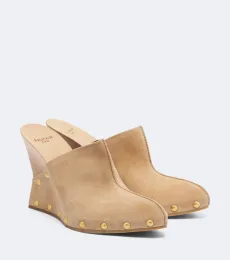 Mules compensées en daim Mules compensées en daim