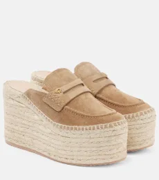 Mules compensées en daim Mules compensées en daim