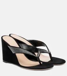 Mules compensées en daim à ornements Mules compensées en daim à ornements