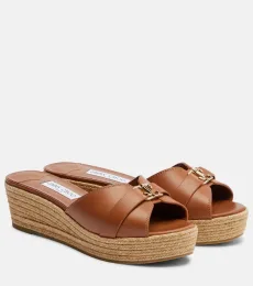 Mules compensées Leda en cuir Mules compensées Leda en cuir