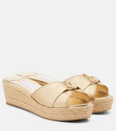 Mules compensées Leda en cuir métallisé Mules compensées Leda en cuir métallisé
