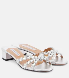 Mules Crystal Mirage de piel adornada Mules Crystal Mirage de piel adornada