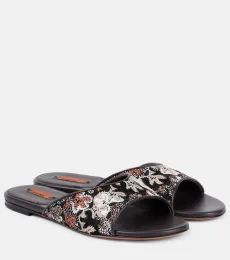 Mules de piel con lamé