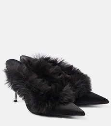 Mules en cuir et shearling synthétique Mules en cuir et shearling synthétique
