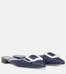 Mules Maysale 15 de rafia con piel