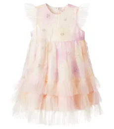 Muse embellished floral tiered tulle dress