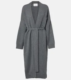 NÂ105 Coat belted cashmere wrap cardigan