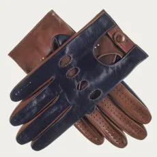 Navy and Tobacco Italian Leather Driving Gloves Navy and Tobacco Italian Leather Driving Gloves