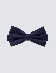 Navy Silk Bow Tie Ready Tied Plain Men's Navy Silk Bow Tie Ready Tied Plain Men's
