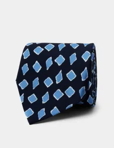 Navy Sky Blue Diamond 1913 Tie NavyBlue Wool Geometric Men's Navy Sky Blue Diamond 1913 Tie NavyBlue Wool Geometric Men's
