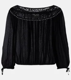 Nelida guipure lace-trimmed silk blouse Nelida guipure lace-trimmed silk blouse